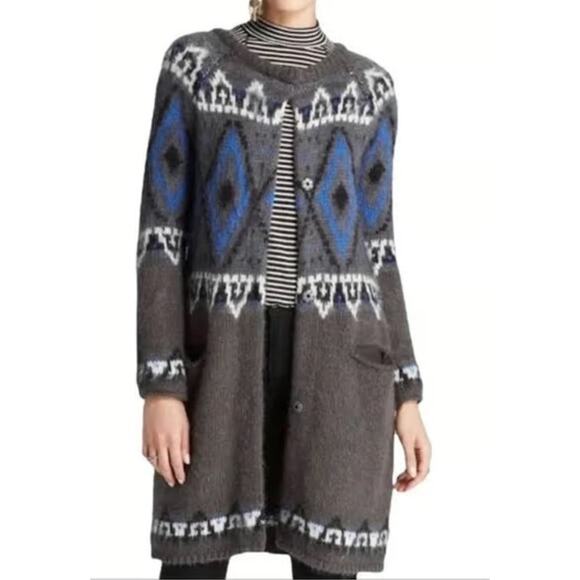 Free People Sweaters - S Free People Oversized Frosted Fair Isle Cardigan Coat
